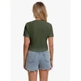 thumbnail image 4 of Women's Cross Wrap Tie Front Crop Top Summer Deep V Neck Short Sleeve Slim Fit, 4 of 4