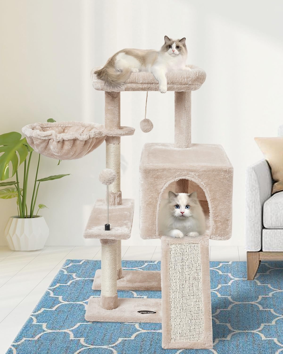 Rainbow Cute Cat Tree Tower for Indoor Cats Condo with Sisal Scratching Posts Jump Platform Furniture Activity Center Play House Bed
