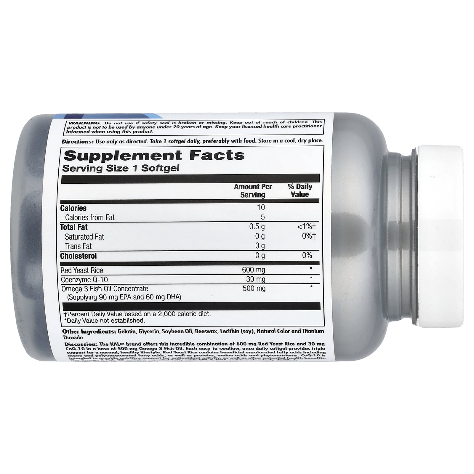 Kal - Red Yeast Rice CoQ-10 Omega 3 600/30/500 mg - 60 Softgels