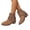 Khaki, variant on Womens Cowboy Boots Boho Suede Ankle Western Cowgirl Boots Mid Calf Pointed Toe Low Heel Short Chunky Classic Fringe Booties Black 8 Wide