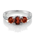 thumbnail image 2 of Gem Stone King 2.99 Ct Oval Red Garnet 925 Sterling Silver Moissanite Ring (Size 7), 2 of 4