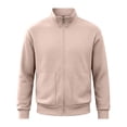 thumbnail image 7 of Liweisiy Men's Stand Collar Waffle Shirts Knit Zip Up Long Sleeve Baggy Jacket Casual Sports Tops Khaki 3XL, 7 of 7