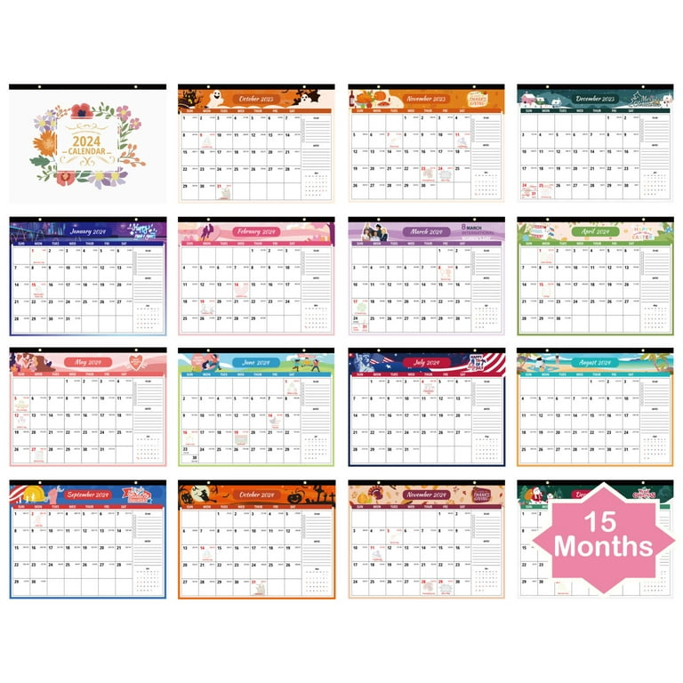 Deals！Wall Calendar 2024,Daily Planners,11.5*11,Hanging Calendar Wall  Paper from Oct.2023 to Dec.2024 15 Months,Spiral Bound,Large Blocks with  Julian Dates,for Home and Office 