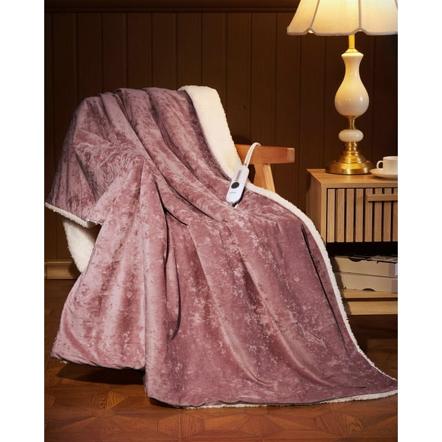 Heated Throw Blanket Electric, Velvet Soft Heating Blanket with 4 Heat Settings & 10H Auto Shut-Off, Over-Heat Protection ETL Certified, Machine Washable