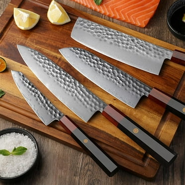 Kegani Professional 8" Damascus Chef Knife, 67 Layers VG-10 Japanese Chef Knife Natural Hammered Japanese Knife Japanese Rosewood Handle