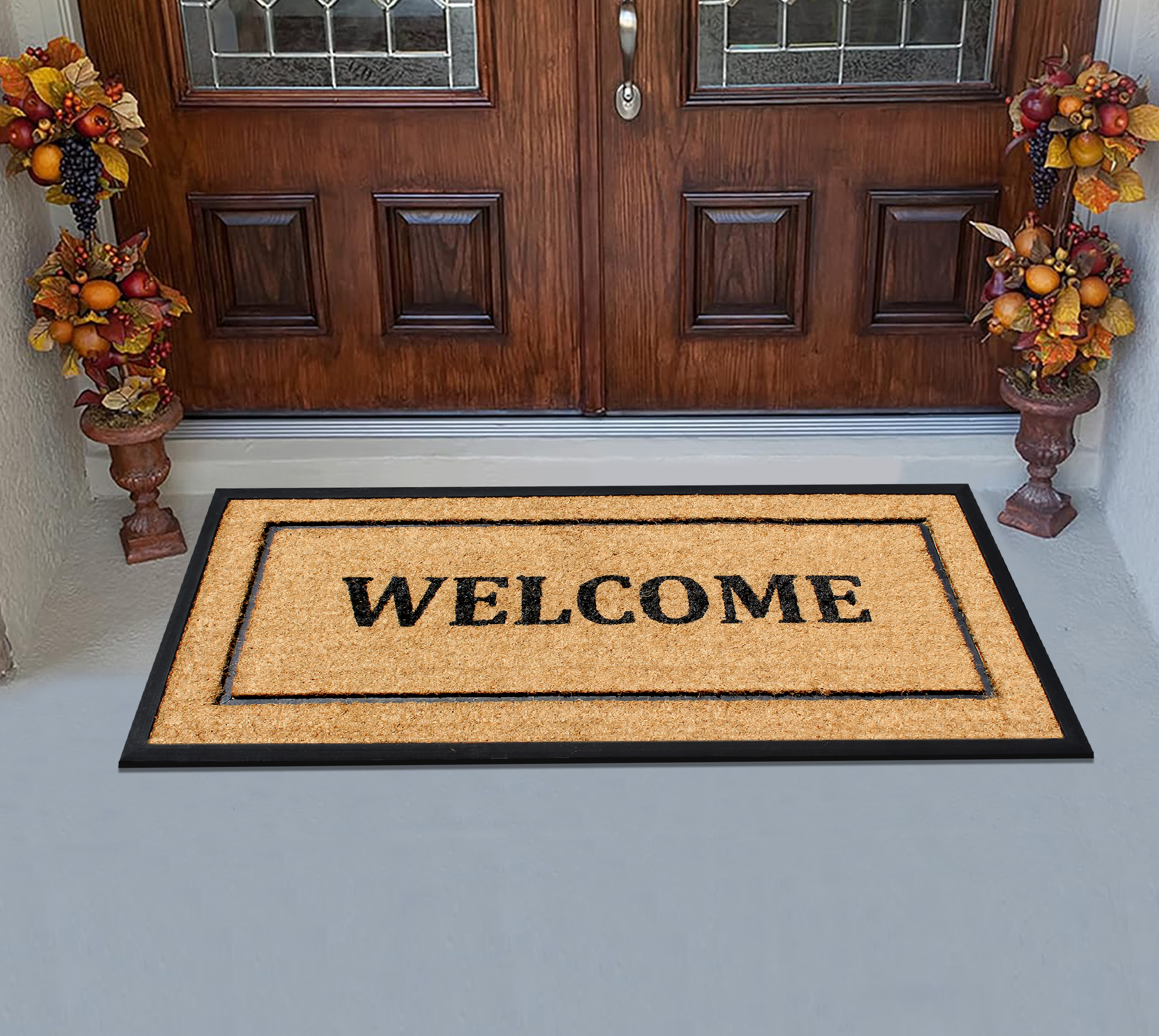 A1HC 30" x 60" Picture Frame Welcome Coir and Rubber Door Mat, Heavy-Duty Outdoor Entrance Mat for Front Porch, Patio, or Entryway
