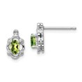 thumbnail image 1 of 925 Sterling Silver Peridot Diamond Stud Earrings Ball Button Birthstone August, 1 of 6