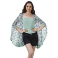thumbnail image 2 of Moomaya Cache-Maillots pour Femmes Imprimé Kimono Manches à Franges Boléro, 2 of 5