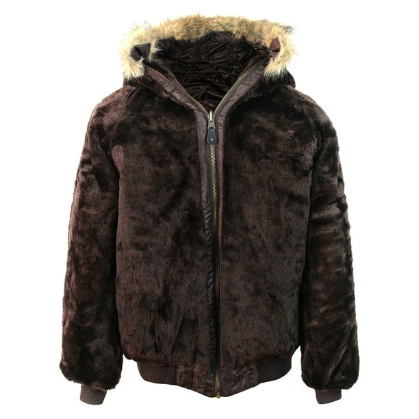 Destiny Mens Faux Fur Reversible Hooded Jacket Heavy Winter Coat