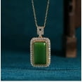 thumbnail image 4 of K-KED Green Jade Crystal Pendant Necklace Charm 18K Gold Plated Chain Dainty Gemstone, 4 of 5