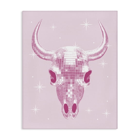 Stupell Industries Pastel Disco Cattle Skull Animals Painting Wrapped Canvas Canvas Art Print Wall Art, 16 x 20