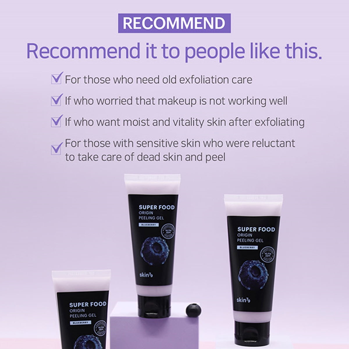 Skin79 Super Food Origin peeling Gel Blueberry 100ml, Hypoallergenic peeling gel