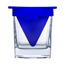 Tunhigl Whiskey Wedge & Glass Ice Film Set - Premium Double Old-Fashioned Whisky Glass with Custom Ice Mold for Perfectly Chilled Drinks - Ideal Gift for Whiskey Lovers Blue