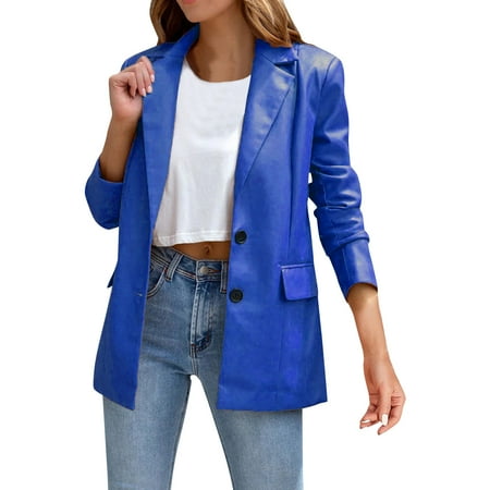 

gvdentm Scrub Jackets For Women Womens Leather Zip Up Moto Biker Jacket with Stitching Detail