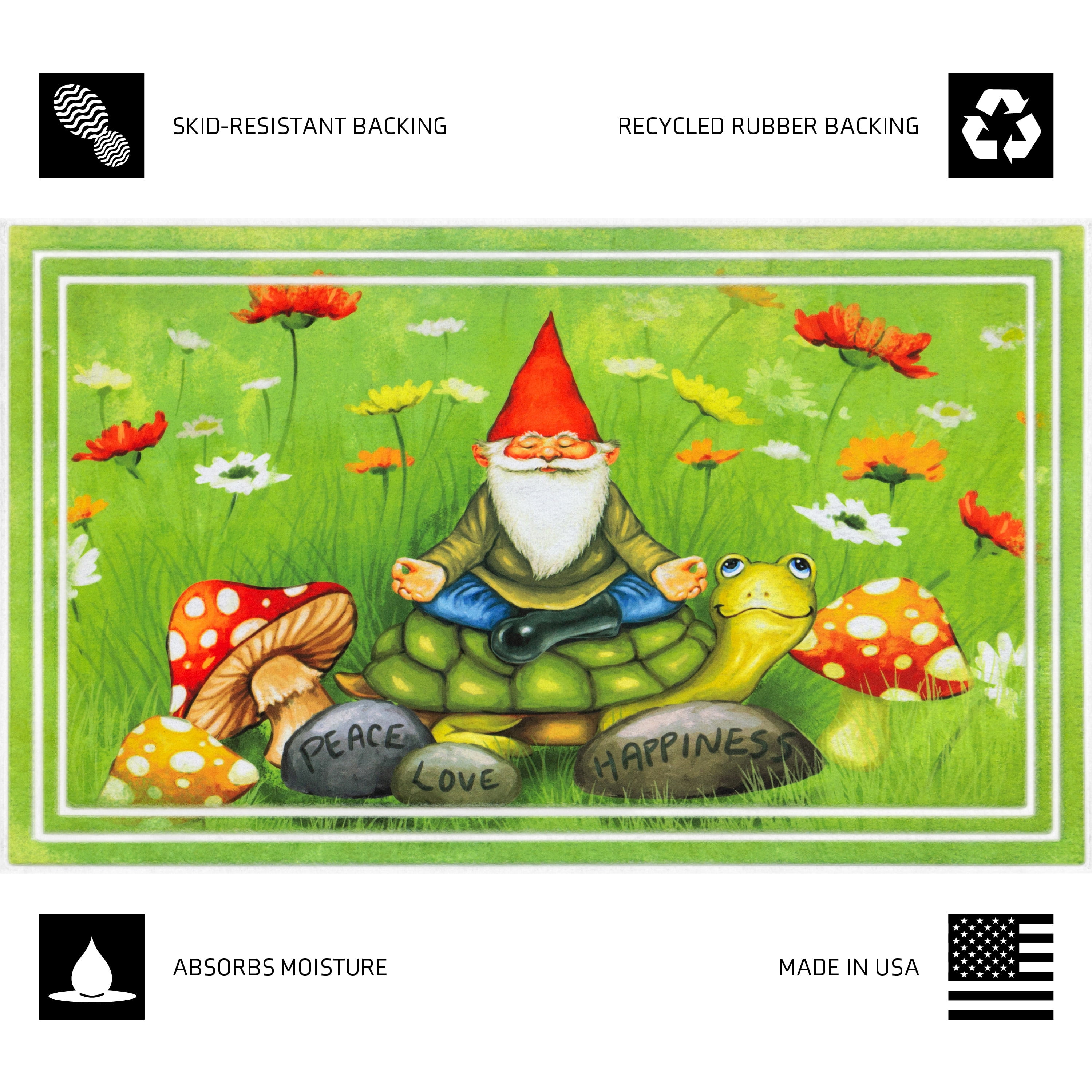 Apache Mills Fashionables Deluxe Gnome Green Indoor/Outdoor Doormat, 1.5' x 2.5'