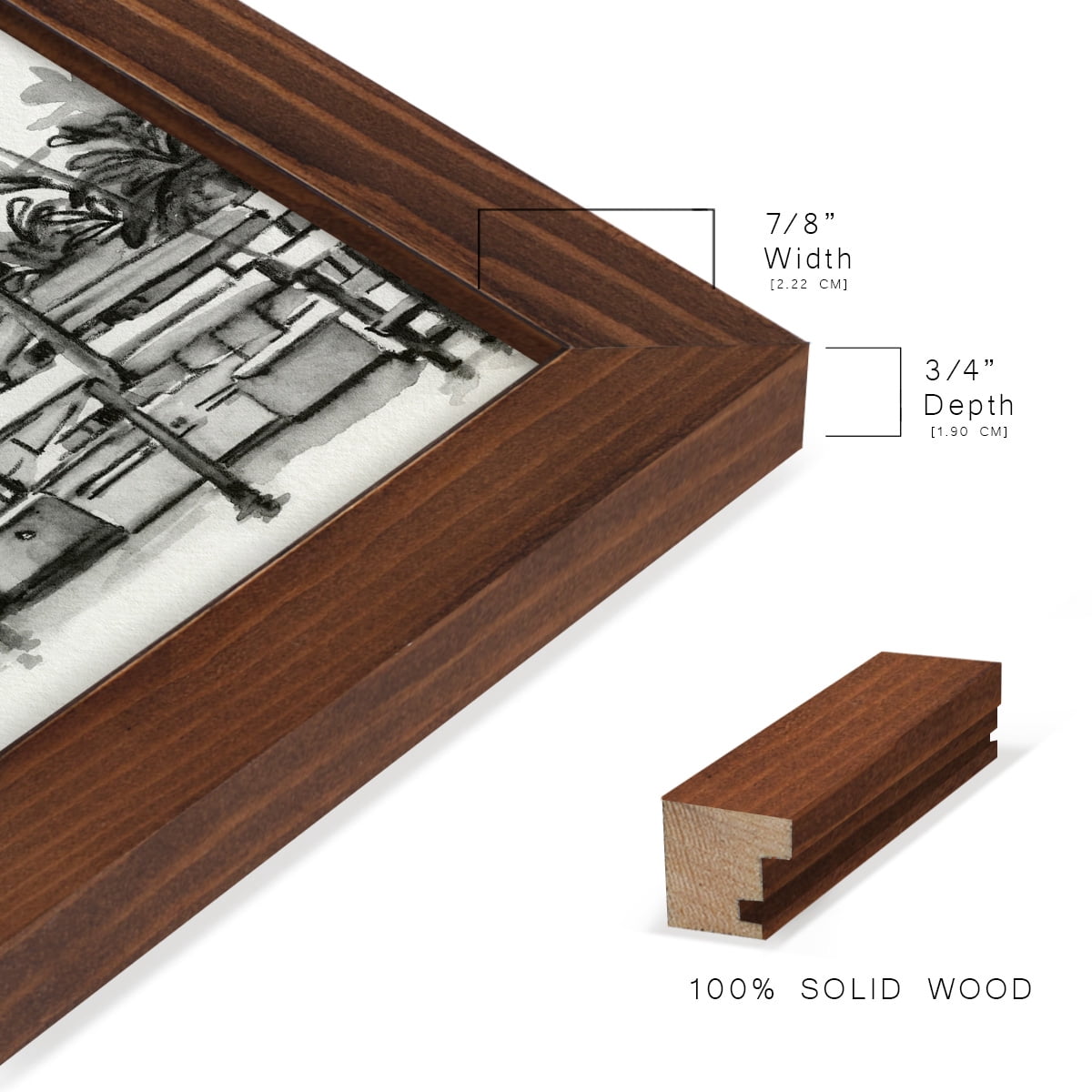 Neutral Tropics III - Framed Print w/glass - Chestnut