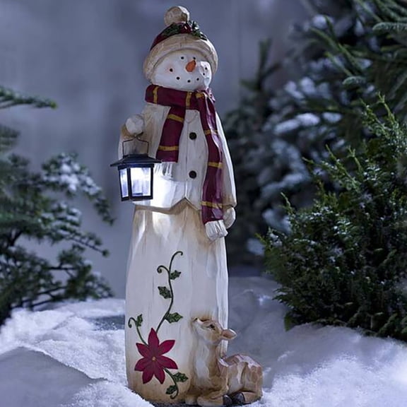 Bobasndm Rustic Blinking Snowman Indoor Statue with LED Lights, Small Whimsical Lighted Standing Figurine for Home Decor, Perfect for Friends and Family
