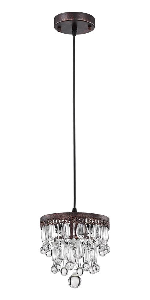 Shiroh Antique Copper 1-Light 5-Tier Hanging Crystals Pendant Light