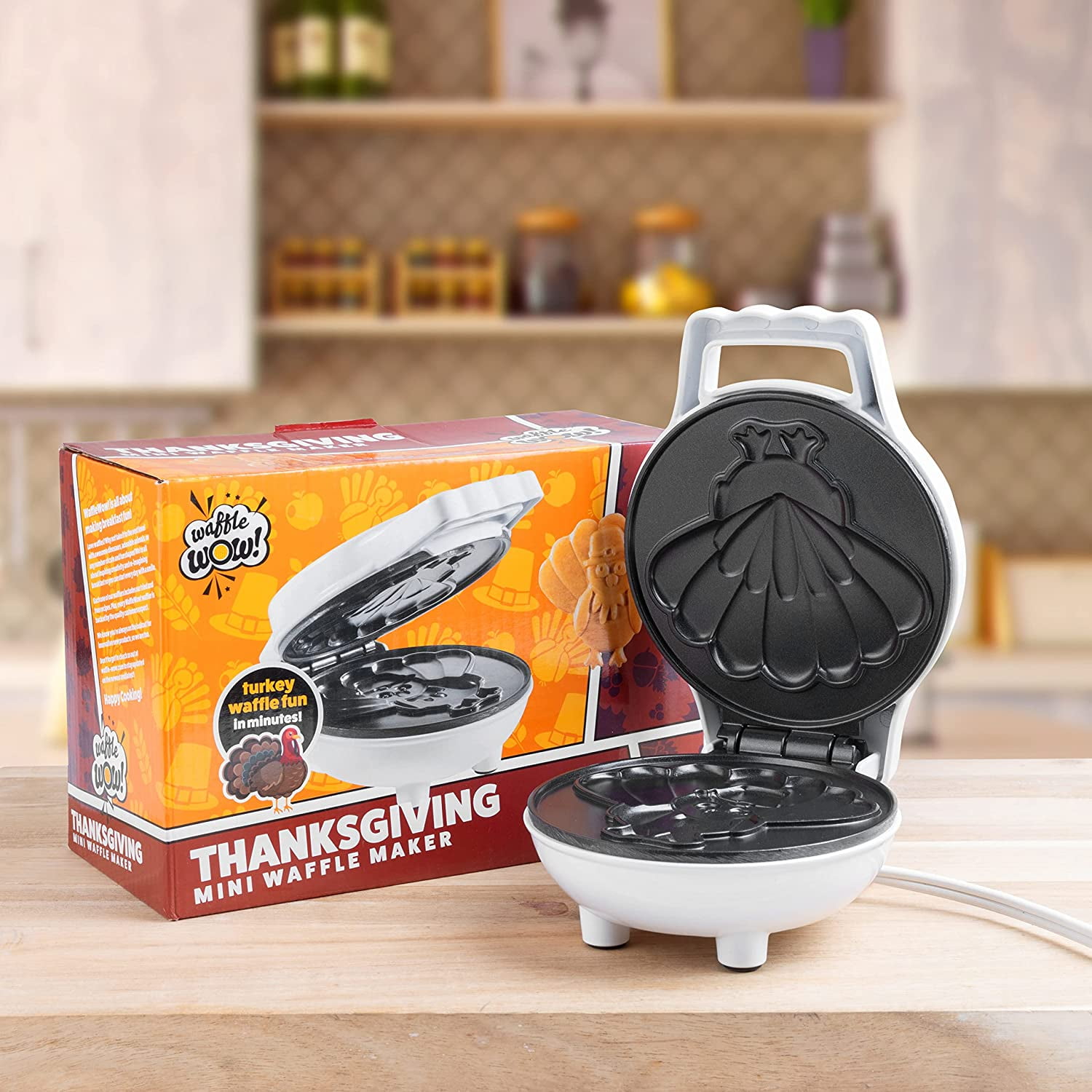 (2 pack) Waffle Wow Turkey Mini Waffle Maker - Make Breakfast Special for Kids & Adults w/Cute Design, 4" Waffler Iron Electric Non Stick Appliance - Recipes Included