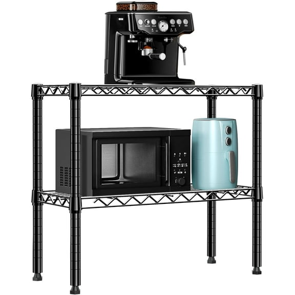 MZG 220 lbs 2 Tier Storage Rack Metal Wire Shelving UnitBlack 11.8" D x 27.6" W x 23.4" H
