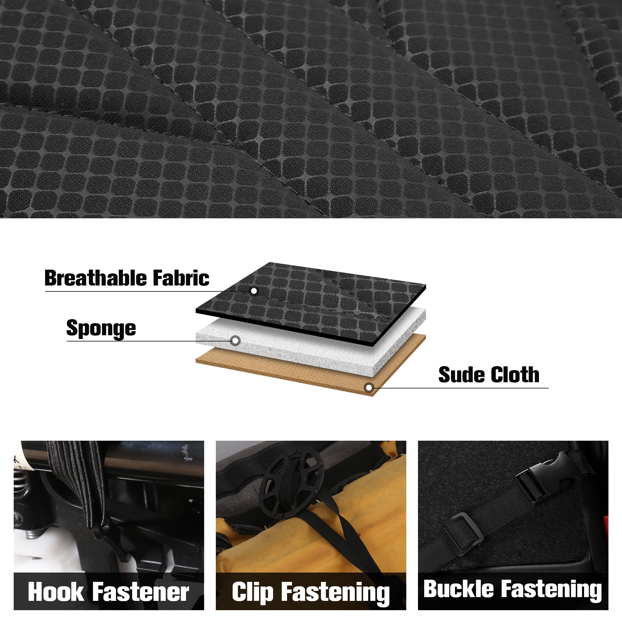 Caromop Black, Luxury Faux Leather & Fabric, Breathable 3D Foam, Armrest Covers,Airbag compatible,Full Seat Covers