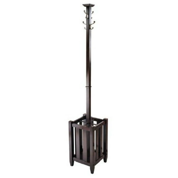 Contemporary Home Living 71.50” Cappuccino Brown Coat Tree and Umbrella Rack