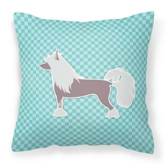 Carolines Treasures BB3743PW1818 Chinese Crested Checkerboard Blue Fabric Decorative Pillow