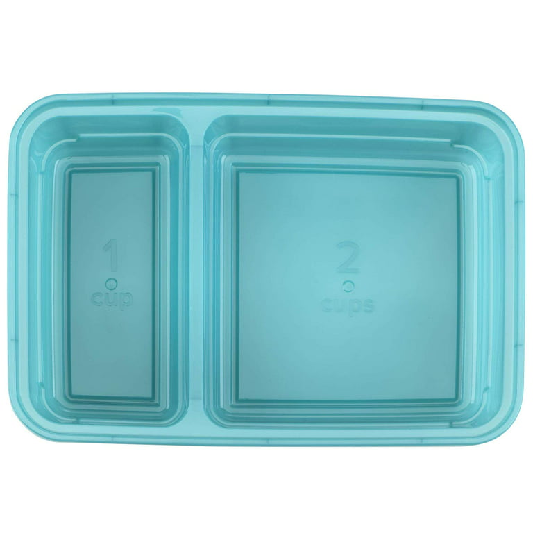 GoodCook 2 Compartment Meal Prep Containers & Lids, Black / Clear