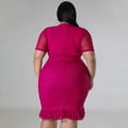 thumbnail image 5 of AURA Women Plus Size Mesh Layered V Neck Dress Sexy A Line Midi Summer Vacation Dress, 5 of 6