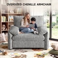 thumbnail image 4 of ROGALIS 42" Modern Armchair, Oversized Accent Chair with Padded Arms, Chenille Fabric, Grey, 4 of 7