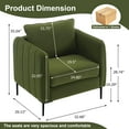 thumbnail image 3 of Lovableguy Velvet Accent Chair,Mid-Century Modern Armchair with Metal Legs and Pillow,Single Sofa Side Chair for Living Room Reading Room,Green, 3 of 7