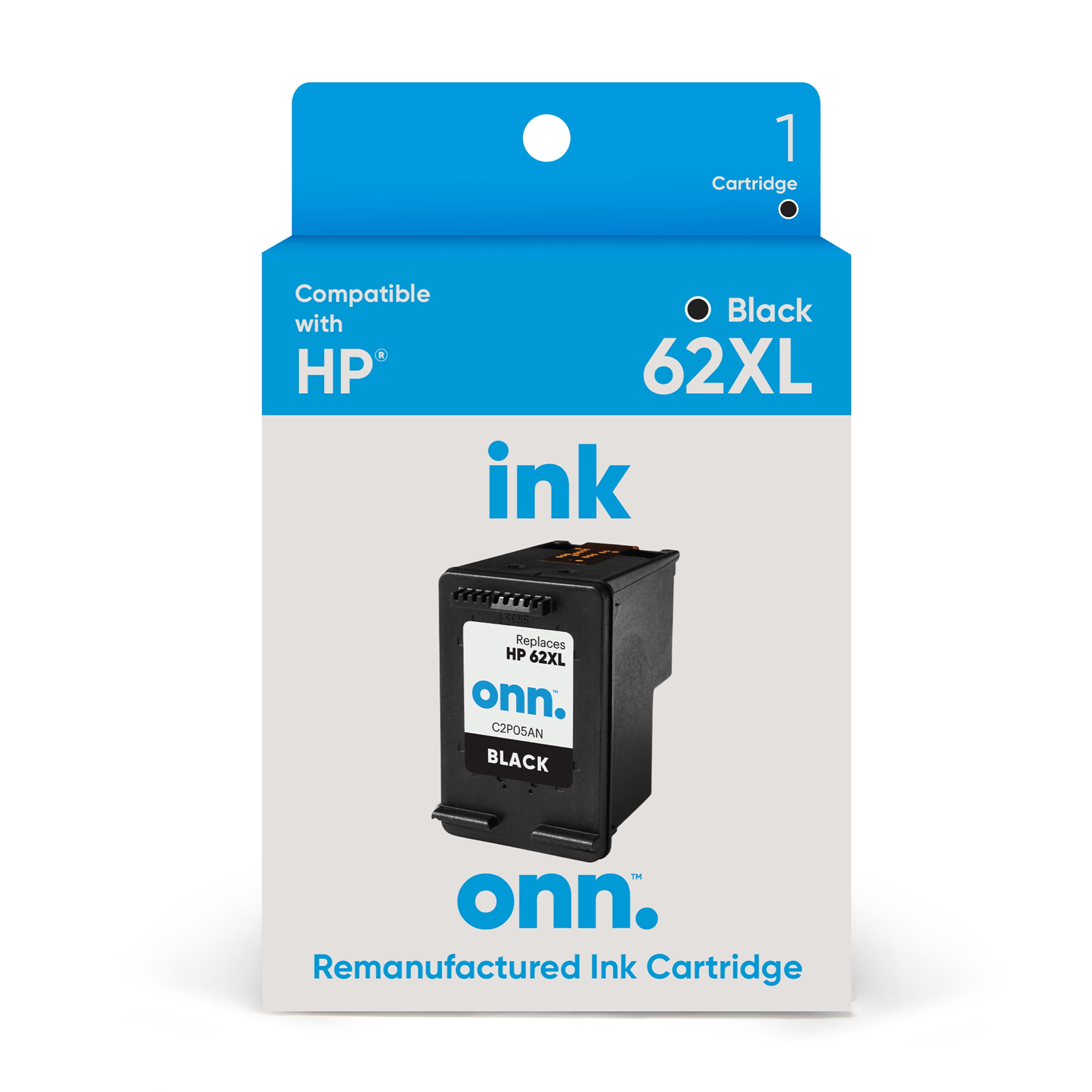 (2 pack) onn Ink Cartridge, HP 62XL Black