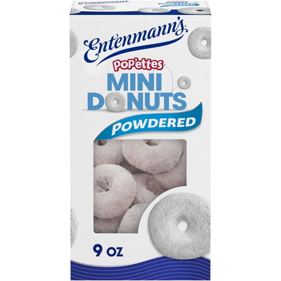 Entenmann's Pop’ettes Powdered Mini Donuts, 9 oz, Sugar Powdered Mini Donuts, Box