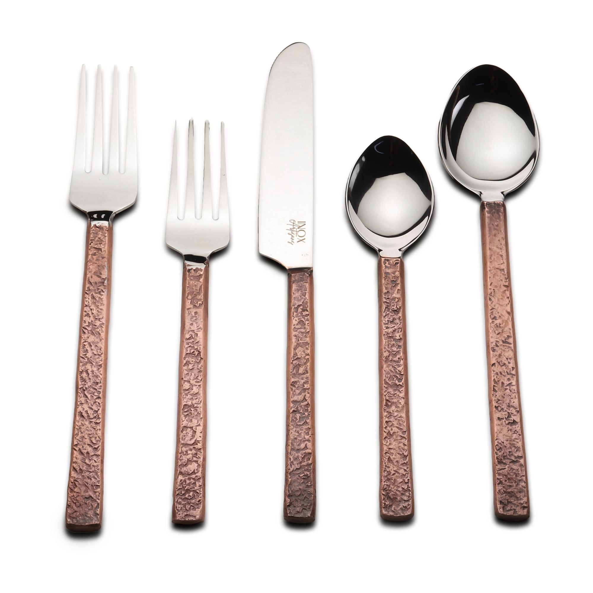 INOX Artisans Celia 20-Piece Flatware Set - Copper Antique Finish