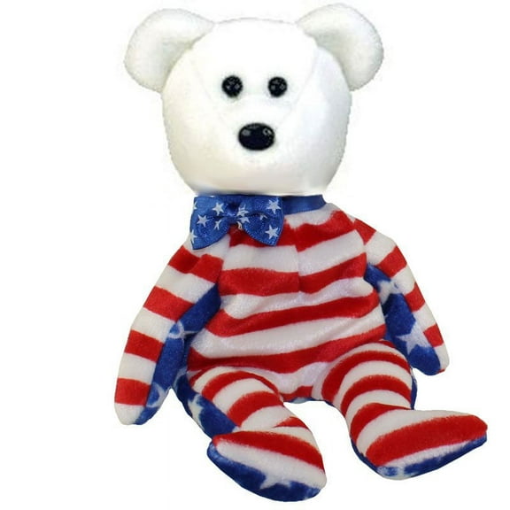 TY Beanie Babies Liberty the USA Bear  Plush [White Face]