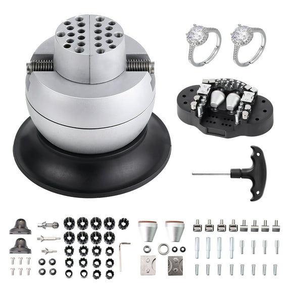 KFFKFF Ball Vise, 3" Engraving Tool with 360° Rotating Block, Includes 70 PCS Jewelry Engraving Attachments, Ideal for Gem Inlays & Detailed Engravings