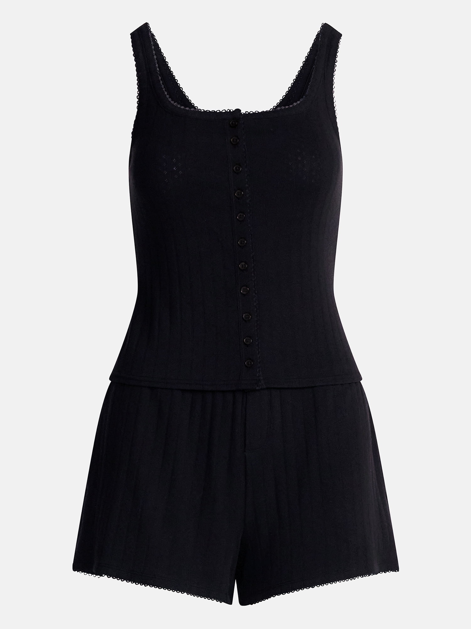Joyspun Women's Pointelle Tank Top and Shorts Pajama Set, 2-Piece, Sizes XS-3X