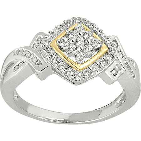 3/8 Carat T.W. Diamond 10kt White and Yellow Gold Weave Fashion Ring
