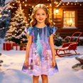 thumbnail image 3 of Grblisyd Christmas Dresses for Kids Girls Casual School Outfits Fashion Graphic Flutter Sleeve A-Line Dress, 3 of 5