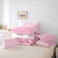 thumbnail image 5 of Manfei Teens Pink Bowknot Twin Bedding Sets 7-Piece, Kawaii Monogrammed L Bedding Comforter Set, Buffalo Plaid Ribbon Reversible Sheet Sets, Breathable Home Decor, 5 of 7