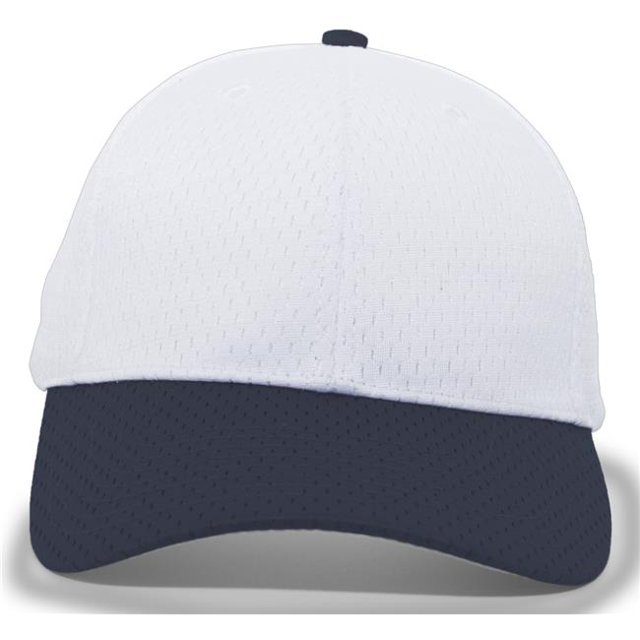 Pacific Headwear 805M.221.OS Coolport Mesh Hook & Loop Adjustable Cap, White & Navy - One Size