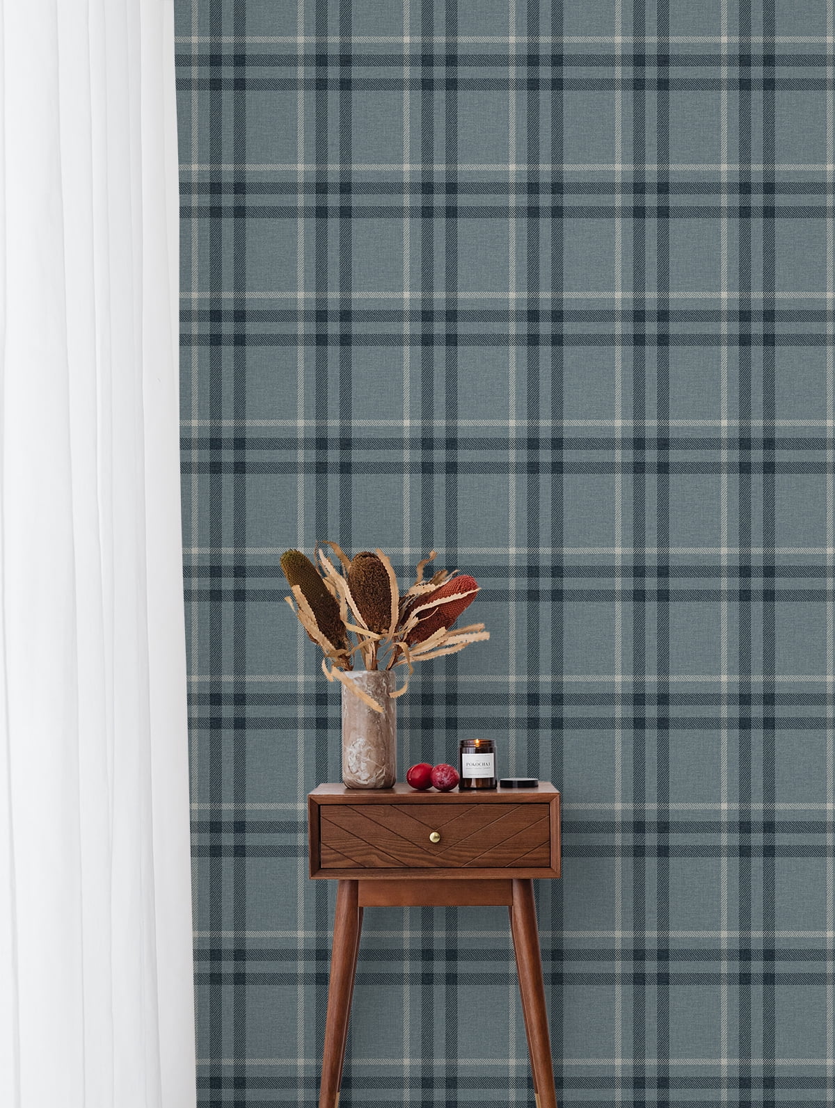 NextWall Light Blue Calverlay Plaid Peel and Stick Wallpaper - 20.9 in. W. x 18 ft. L. Roll