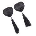 thumbnail image 6 of Women Nipple Pasties Covers Rhinestones Heart Shape Reusable Raves Party Breast Stickers Bra Pads Petals with Tassels, 6 of 9
