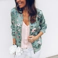 thumbnail image 4 of IROINNID Women's Short Zip Up Jacket Round Neckline Print Long Sleeve Ladies Casual Retro Floral Outwear, Green, 4 of 6