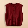 thumbnail image 2 of Gilet pour Femmes, Comdrip Cardigan à Boutons à Manches Longues Col en V Couleur Unie Mode et Décontracté pour Femmes Rouge 2TG, 2 of 4