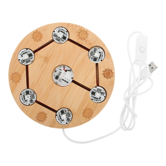 Wooden Crystal Base with LED Lights USB Lighted Stand for Crystal Display Adjustable Brightness Home Decor