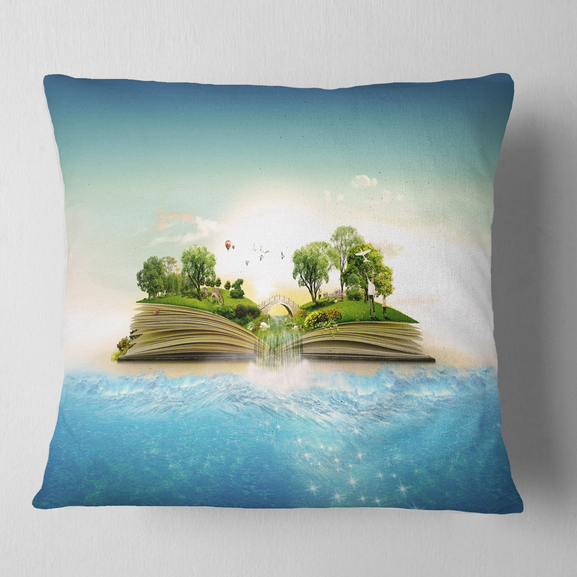 Designart Magical Book about Nature - Contemporary Throw Pillow - 16x16