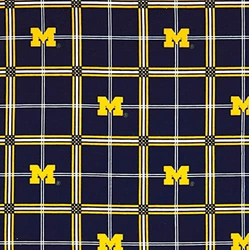 1 Yard - Univeristy of Michigan Wolverines Plaid Flannel Cotton Fabric (Great for Quilting, Sewing, Craft Projects, Throw Pillows & More) 1 Yard X 44" Wide