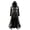 Black, variant on Women Long Hooded High Low Cardigan Coat Halloween Gothic Print Zip Front Loose Oversized Fall Layering Outerwear