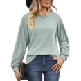 thumbnail image 4 of Women's Long Sleeve Shirts Crew Neck Casual Tops Fashion Fall Basic Tunic Pullover Blouses, 4 of 9
